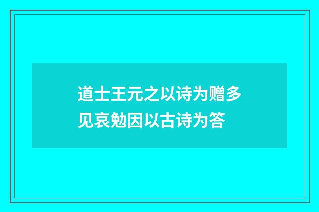 道士王元之以诗为赠多见哀勉因以古诗为答