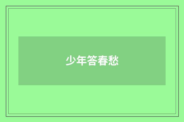 少年答春愁