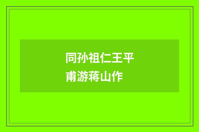 同孙祖仁王平甫游蒋山作