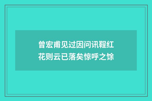 曾宏甫见过因问讯鞓红花则云已落矣惊呼之馀