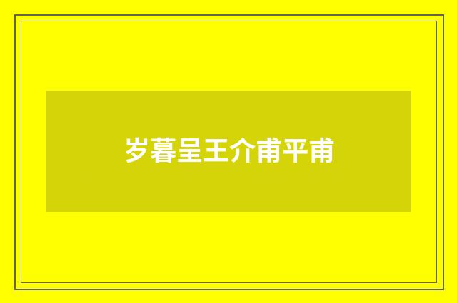 岁暮呈王介甫平甫