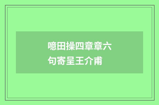 噫田操四章章六句寄呈王介甫