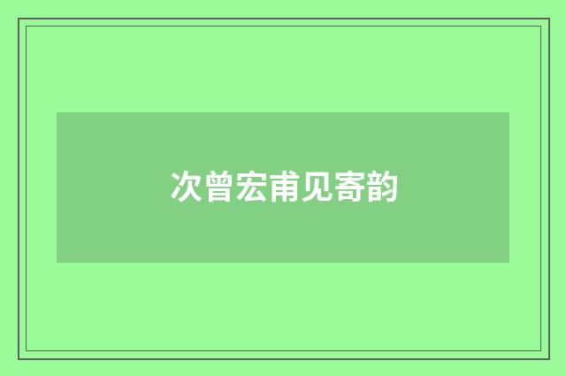 次曾宏甫见寄韵