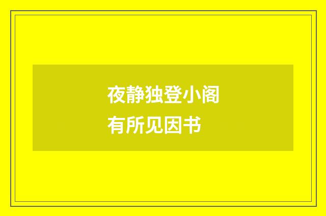 夜静独登小阁有所见因书