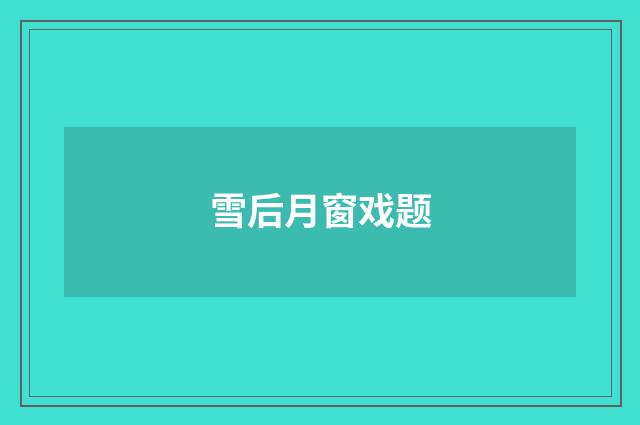 雪后月窗戏题