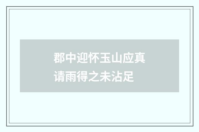 郡中迎怀玉山应真请雨得之未沾足