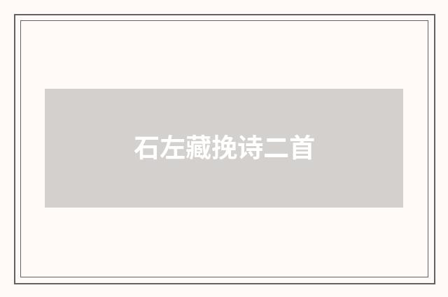石左藏挽诗二首