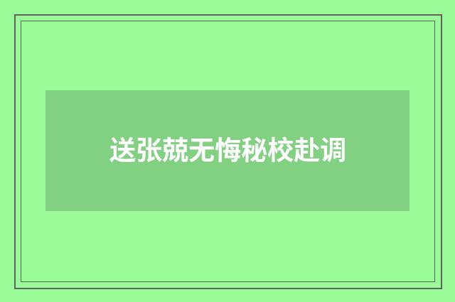 送张兢无悔秘校赴调
