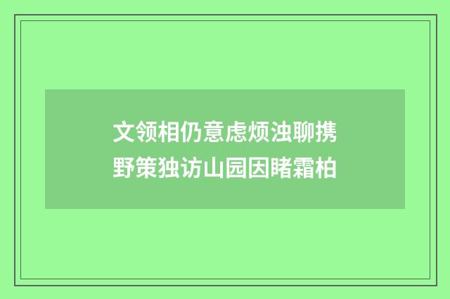 文领相仍意虑烦浊聊携野策独访山园因睹霜柏