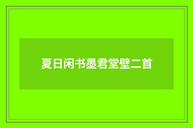 夏日闲书墨君堂壁二首