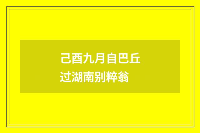 己酉九月自巴丘过湖南别粹翁