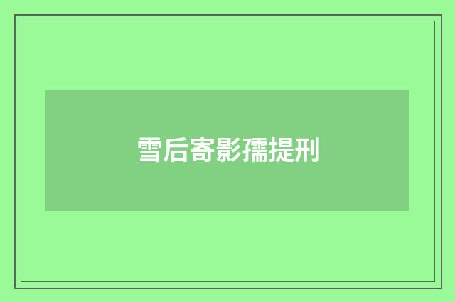 雪后寄影孺提刑