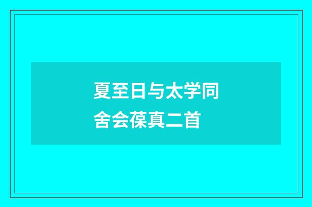 夏至日与太学同舍会葆真二首