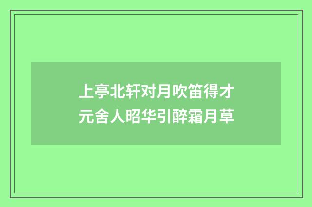 上亭北轩对月吹笛得才元舍人昭华引醉霜月草