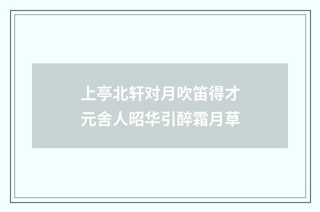 上亭北轩对月吹笛得才元舍人昭华引醉霜月草