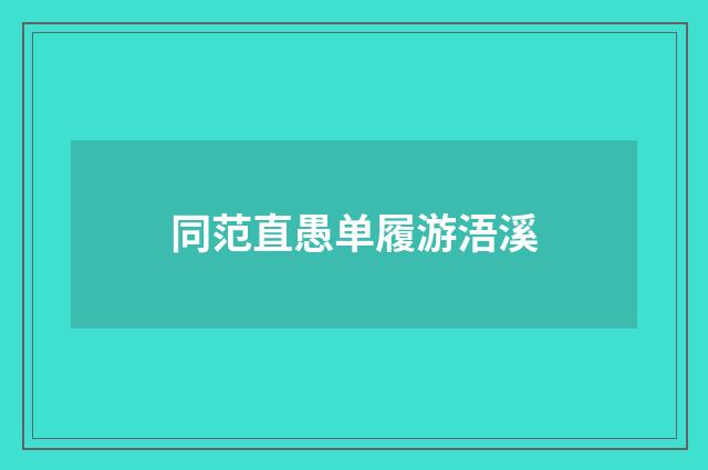 同范直愚单履游浯溪