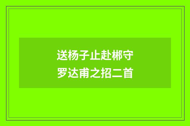 送杨子止赴郴守罗达甫之招二首