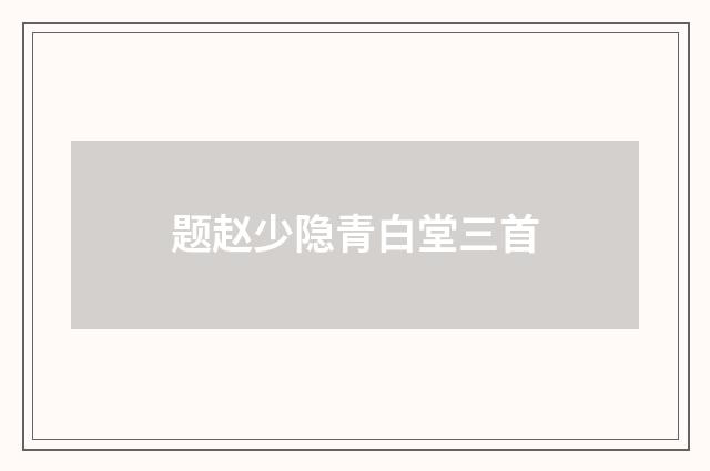 题赵少隐青白堂三首
