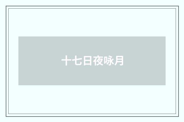 十七日夜咏月