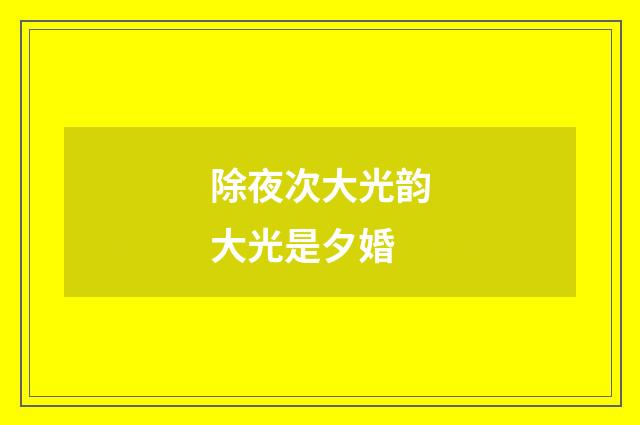 除夜次大光韵大光是夕婚