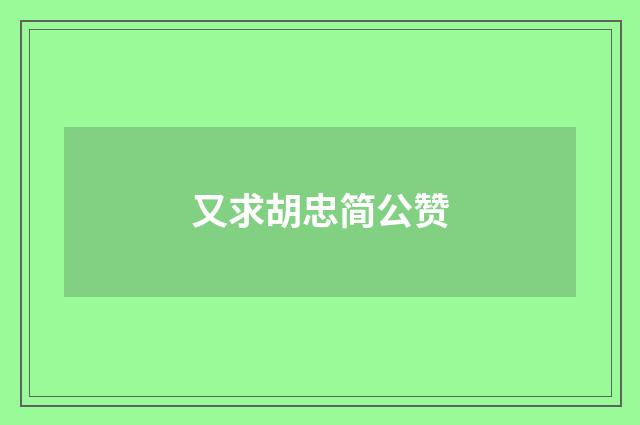又求胡忠简公赞