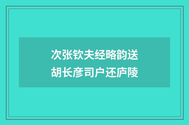 次张钦夫经略韵送胡长彦司户还庐陵