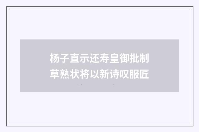 杨子直示还寿皇御批制草熟状将以新诗叹服匠