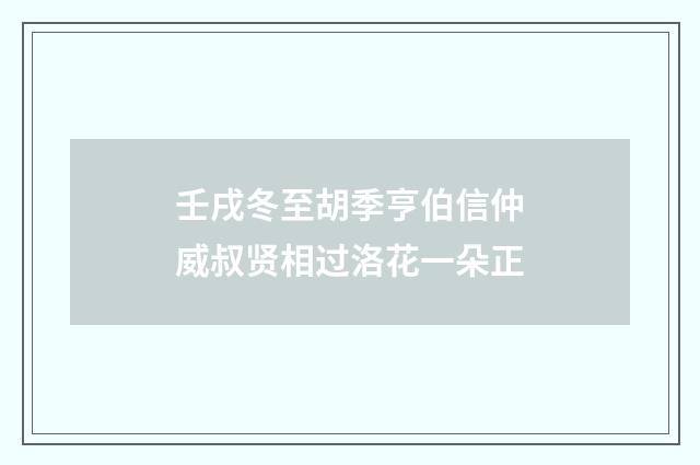 壬戌冬至胡季亨伯信仲威叔贤相过洛花一朵正