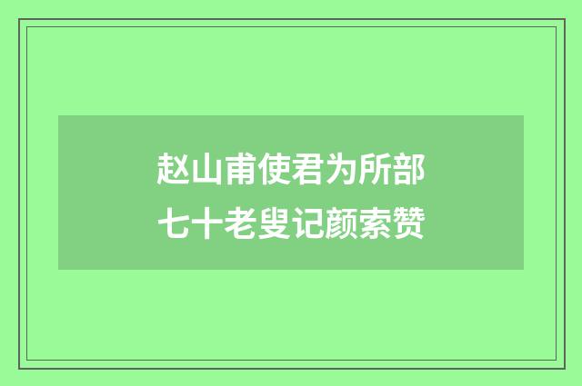 赵山甫使君为所部七十老叟记颜索赞