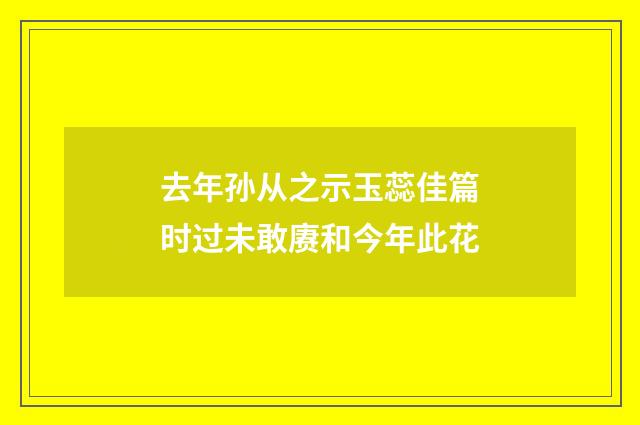 去年孙从之示玉蕊佳篇时过未敢赓和今年此花