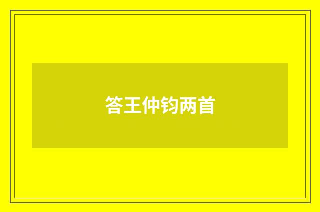 答王仲钧两首