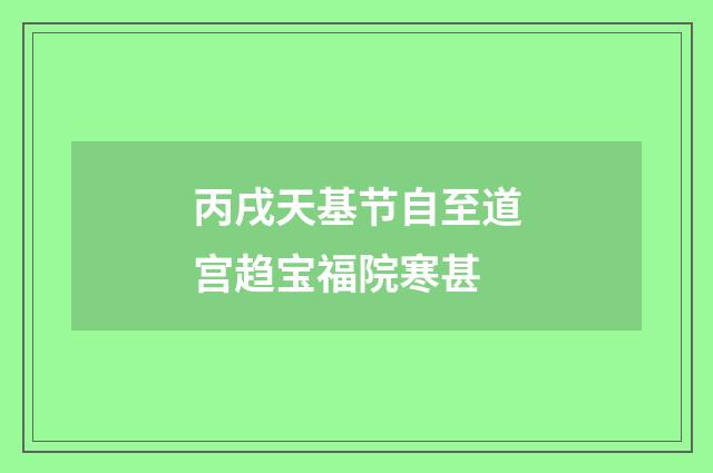 丙戌天基节自至道宫趋宝福院寒甚