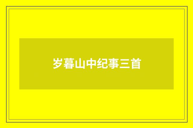 岁暮山中纪事三首