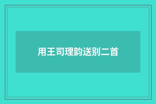 用王司理韵送别二首