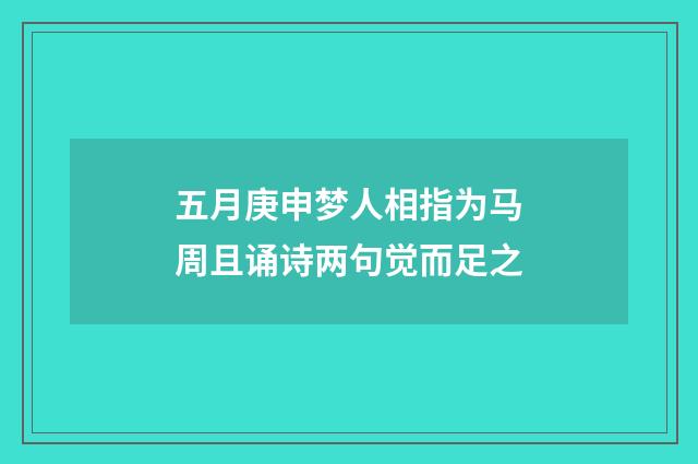 五月庚申梦人相指为马周且诵诗两句觉而足之