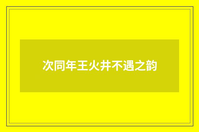 次同年王火井不遇之韵