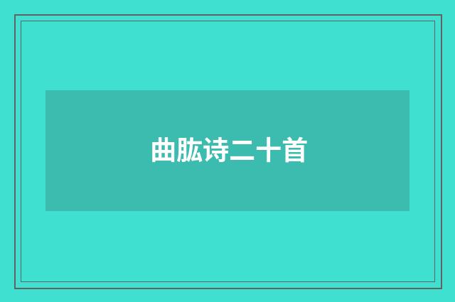 曲肱诗二十首