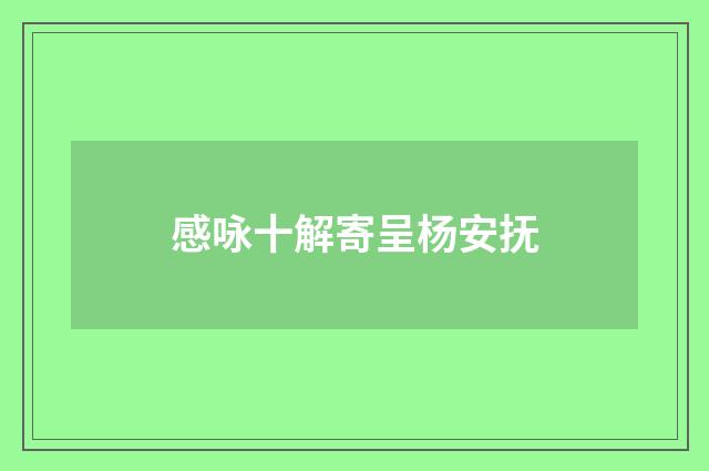 感咏十解寄呈杨安抚