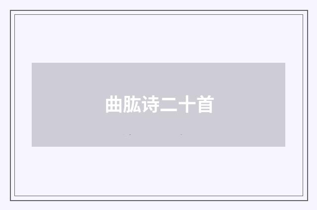 曲肱诗二十首
