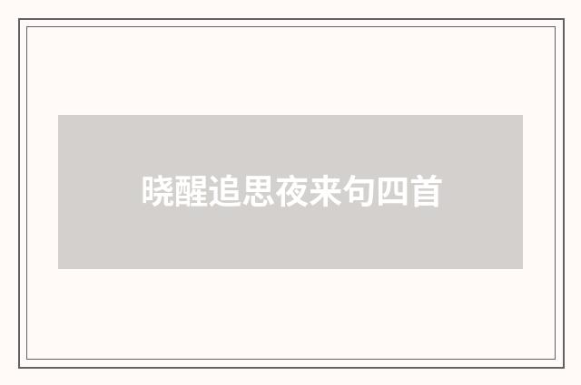 晓醒追思夜来句四首