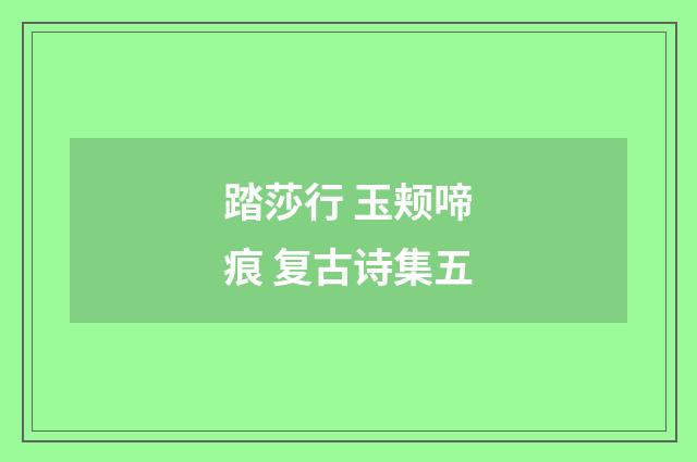 踏莎行 玉颊啼痕 复古诗集五