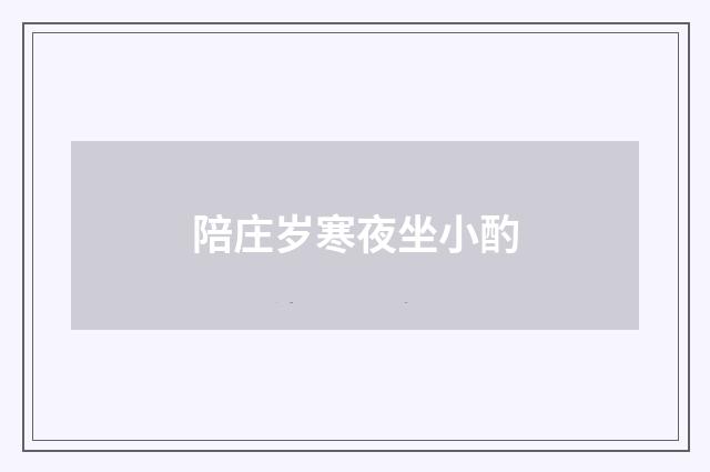 陪庄岁寒夜坐小酌