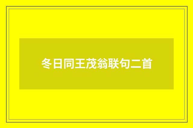 冬日同王茂翁联句二首