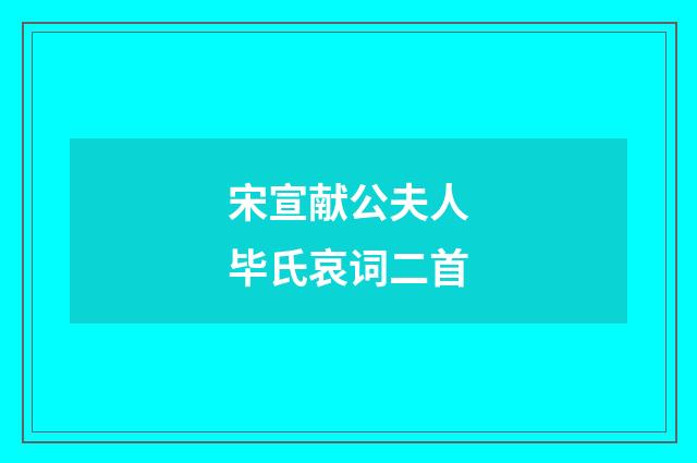 宋宣献公夫人毕氏哀词二首