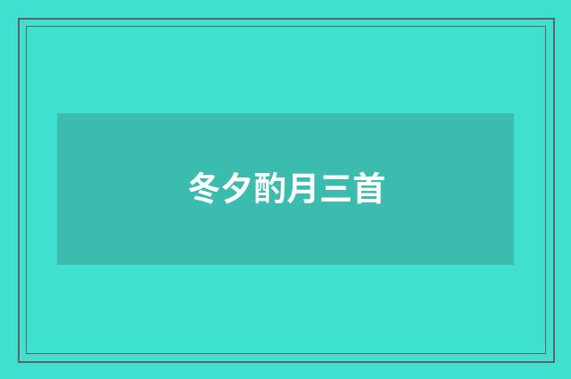 冬夕酌月三首