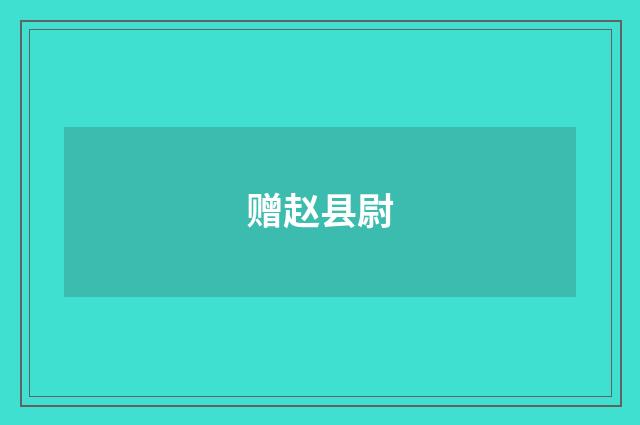 赠赵县尉