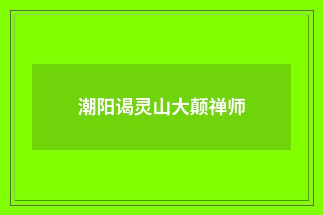 潮阳谒灵山大颠禅师