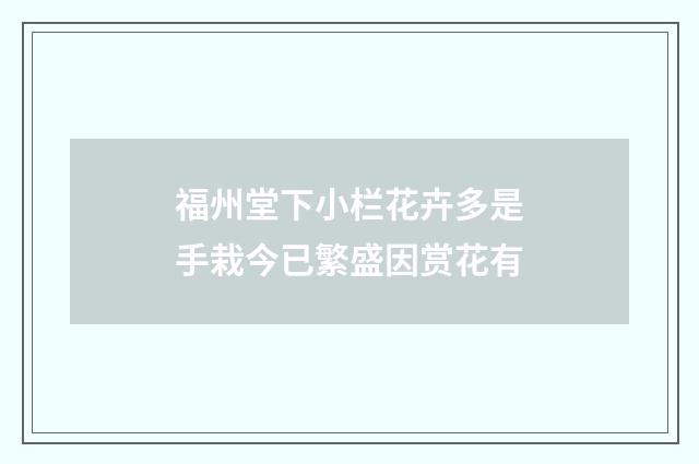 福州堂下小栏花卉多是手栽今已繁盛因赏花有
