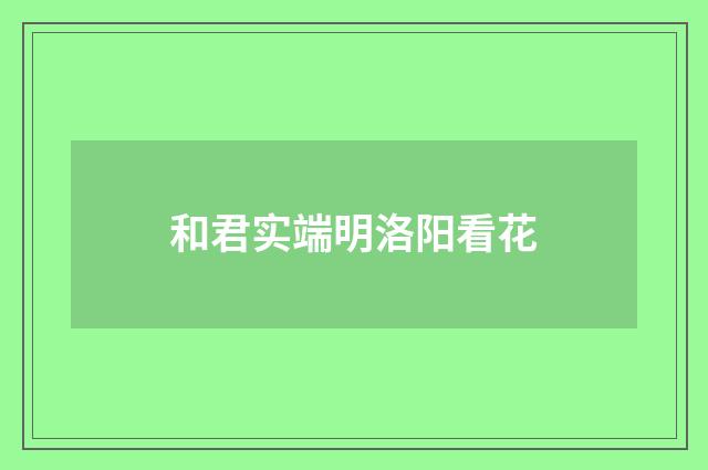 和君实端明洛阳看花
