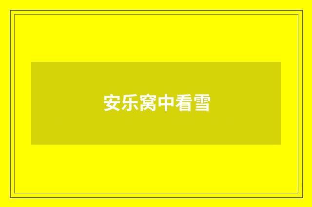 安乐窝中看雪